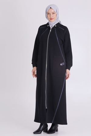 Behrem Kot Biyeli Ferace- LYN03918 Siyah