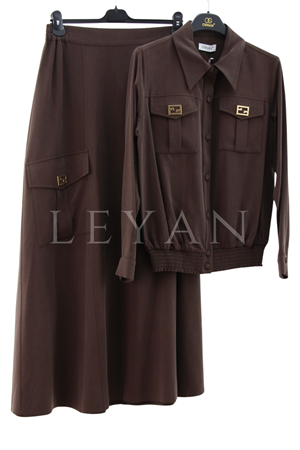 Orhan Store Cep Detaylı Takım- LYN03925 Kahve