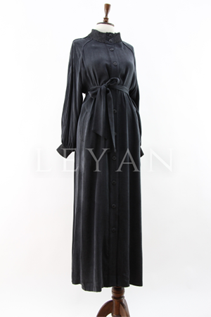 Orhan Store Ribana Detaylı Qupra Ferace- LYN03857 Siyah