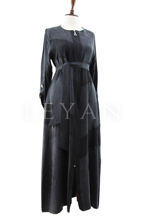 Orhan Store Parça Detaylı Qupra Ferace- LYN03852 Siyah