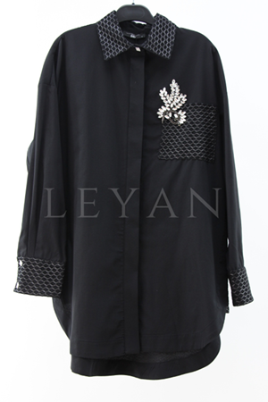 My312 Arkası Ve Cebi Taşlı Gömlek- LYN03895 Siyah