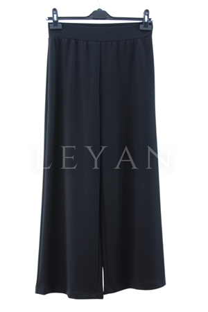 Sentez Venedik Beli Lastikli Geniş Paça Pantolon- LYN03976 Siyah