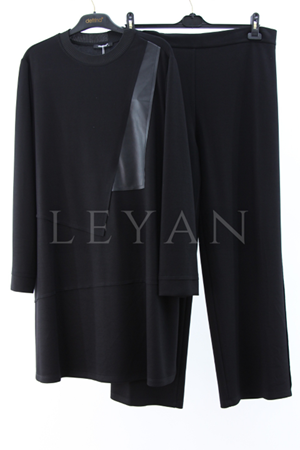 Defrina Deri Detaylı Takım- LYN03866 Siyah