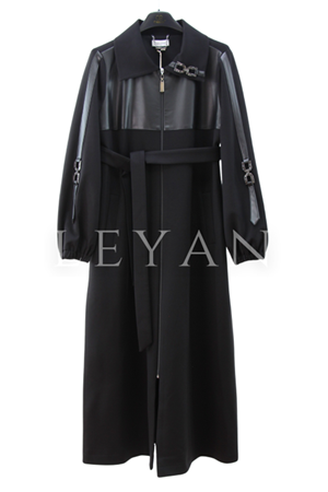 Orhan Store Deri Detaylı Kap- LYN04025 Siyah