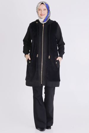 Behrem Kürk Detaylı Kap- LYN03995 Siyah