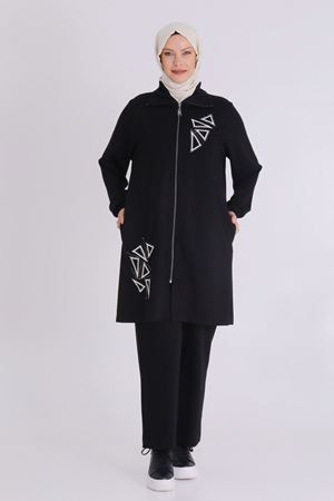 Behrem İşleme Ve Boncuk Detaylı Takım- LYN03920 Siyah