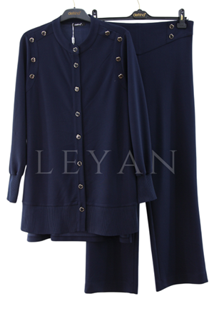 Defrina Düğme Detaylı Takım- LYN03869 Lacivert
