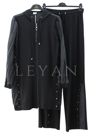 Orhan Store Paraşüt Detaylı Takım- LYN03922 Siyah