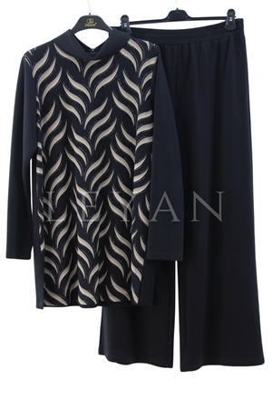 Orhan Store Desenli Takım- LYN03931 Siyah