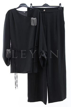 My312 Yakası Taşlı Takım- LYN03889 Siyah