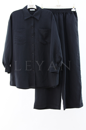 Nuss Çizgili Tensel Takım- LYN03858 Siyah