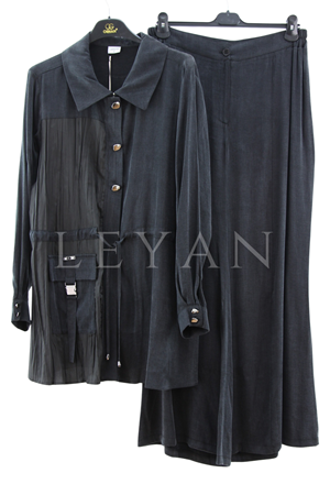 Orhan Store Paraşüt Detaylı Takım- LYN03928 Siyah