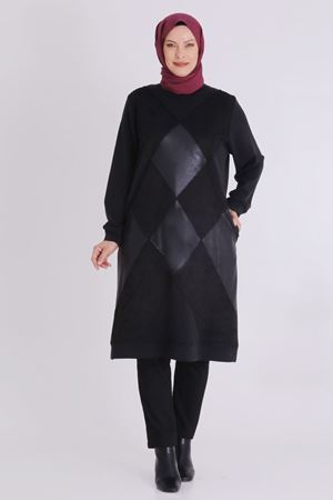 Behrem Süet Detaylı Tunik- LYN03898 Siyah