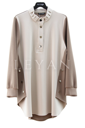 Fuat Gürşen Zımba Detaylı Tunik- LYN03934 Bej