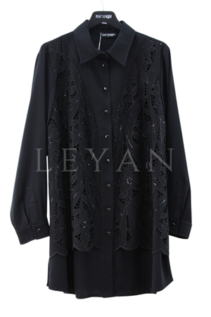 Fuat Gürşen Güpür Detaylı Tunik- LYN03935 Siyah