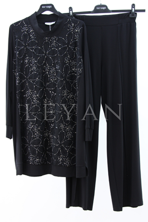 Fuat Gürşen İşleme Detaylı Takım- LYN03954 Siyah