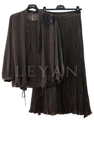 Fuat Gürşen Ceketi İşlemeli Takım- LYN04040 Kahve