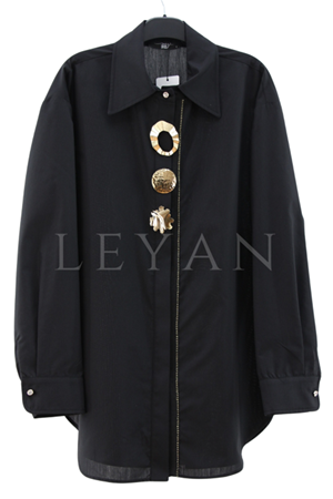 My312 Önü Aksesuarlı Gömlek- LYN04044 Siyah