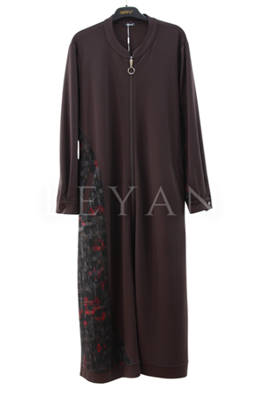 Defrina Desenli Fermuarlı Kap- LYN04039 Kahve