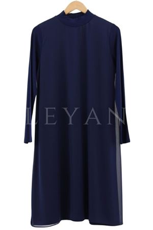 Önü Şifon Detaylı Penye Uzun Kollu İçlik- LYN01369  Lacivert