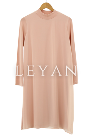 Önü Şifon Detaylı Penye Uzun Kollu İçlik- LYN01369  Somon