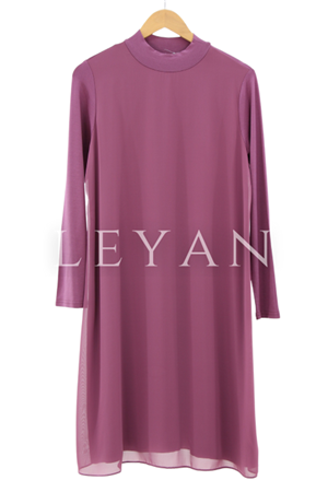 Önü Şifon Detaylı Penye Uzun Kollu İçlik- LYN01369  Gül Kurusu