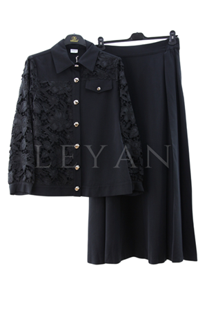 Orhan Store Güpürlü Takım- LYN04055 Siyah