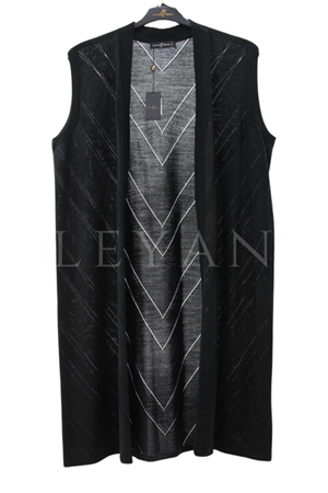 Mutlu Ertan Uzun Verev Yelek- LYN04050 Siyah