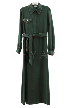 Nuss Bakır Biye Detaylı Elbise- LYN03859 Turmalin