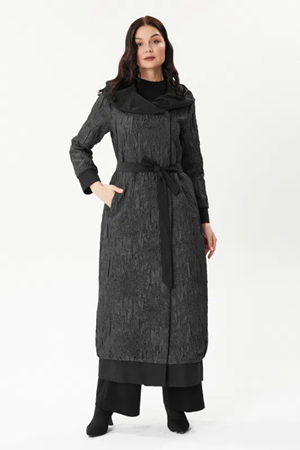 Orhan Store Yaka Detaylı Kabartmalı Kap- LYN03074 Siyah