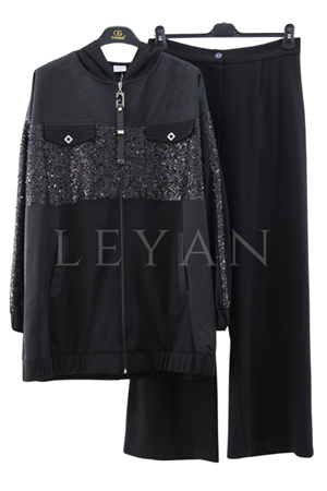 Orhan Store Payet Detaylı Takım- LYN04059 Siyah