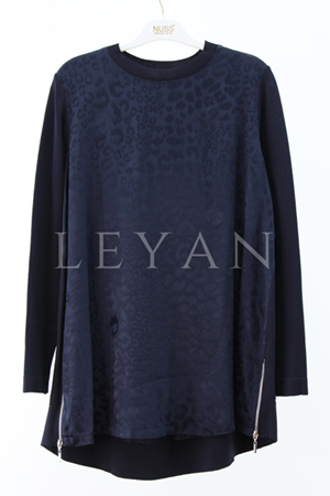 Nuss Leopar Desenli Merserize Tunik- LYN04069 Lacivert