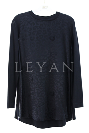 Nuss Leopar Desenli Merserize Tunik- LYN04069 Siyah