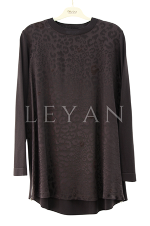 Nuss Leopar Desenli Merserize Tunik- LYN04069 Kahve