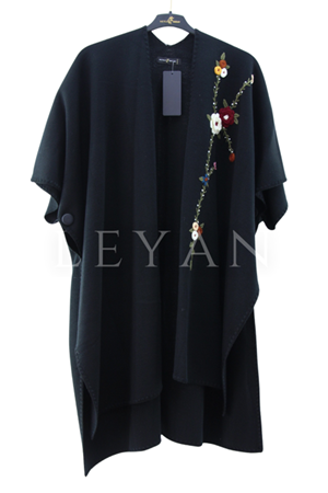 Mutlu Ertan Nakışlı Panço- LYN04066 Siyah
