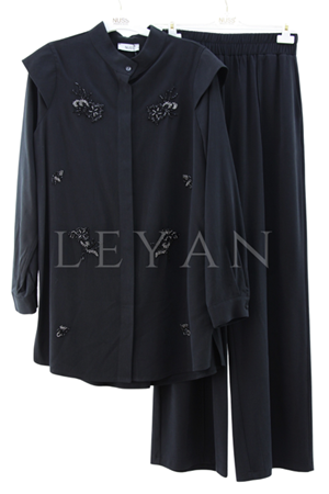 Nuss İşlemeli Takım- LYN04073 Siyah