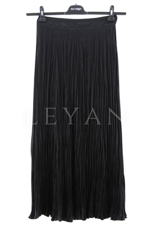Fuat Gürşen Kırıştırma Saten Etek- LYN03663 Siyah