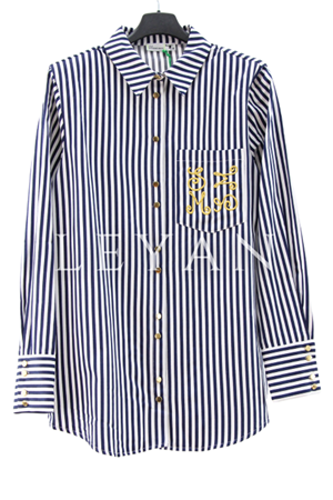 Missemramiss Çizgili Gömlek- LYN04074 Lacivert