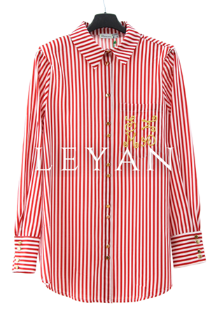 Missemramiss Çizgili Gömlek- LYN04074 Kırmızı