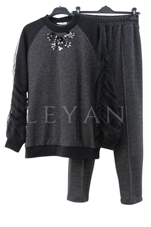 Missemramiss Tül Garnili İşlemeli Takım- LYN04072 Siyah