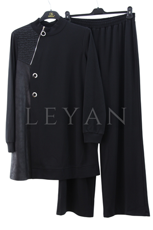 Orhan Store Kuşgözü Detaylı Takım- LYN04079 Siyah