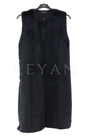 Mutlu Ertan Peluş Uzun Yelek- LYN04085 Siyah