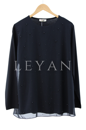 İnci Ve Taşlı Bluz- LYN04089 Siyah