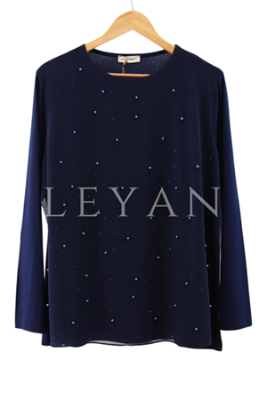 İnci Ve Taşlı Bluz- LYN04089 Lacivert