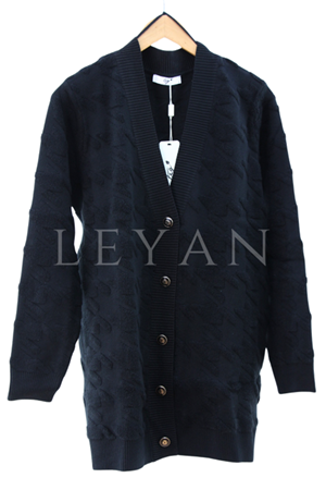 Tığ Triko Kazayakları Havlu Hırka- LYN04077 Siyah