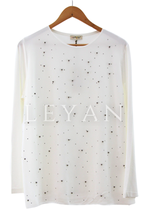 İnci Ve Taşlı Bluz- LYN04089 Ekru