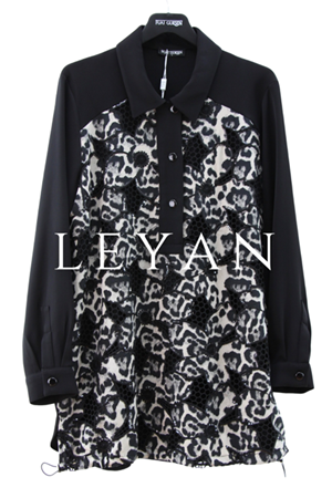 Fuat Gürşen Leopar Detaylı Tunik- LYN04098 Siyah