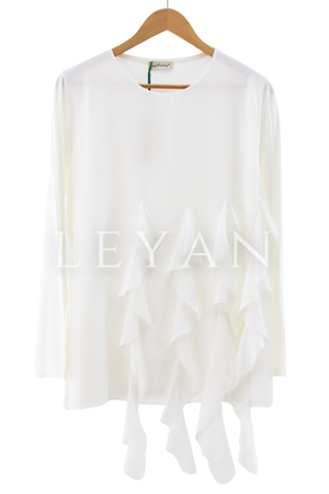 Yandan Şifon Volanlı Bluz- LYN04101 Ekru