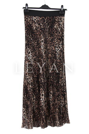Sentez Leopar Kırıştırma Etek- LYN04094 Kahve