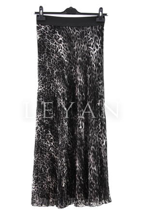 Sentez Leopar Kırıştırma Etek- LYN04094 Antrasit